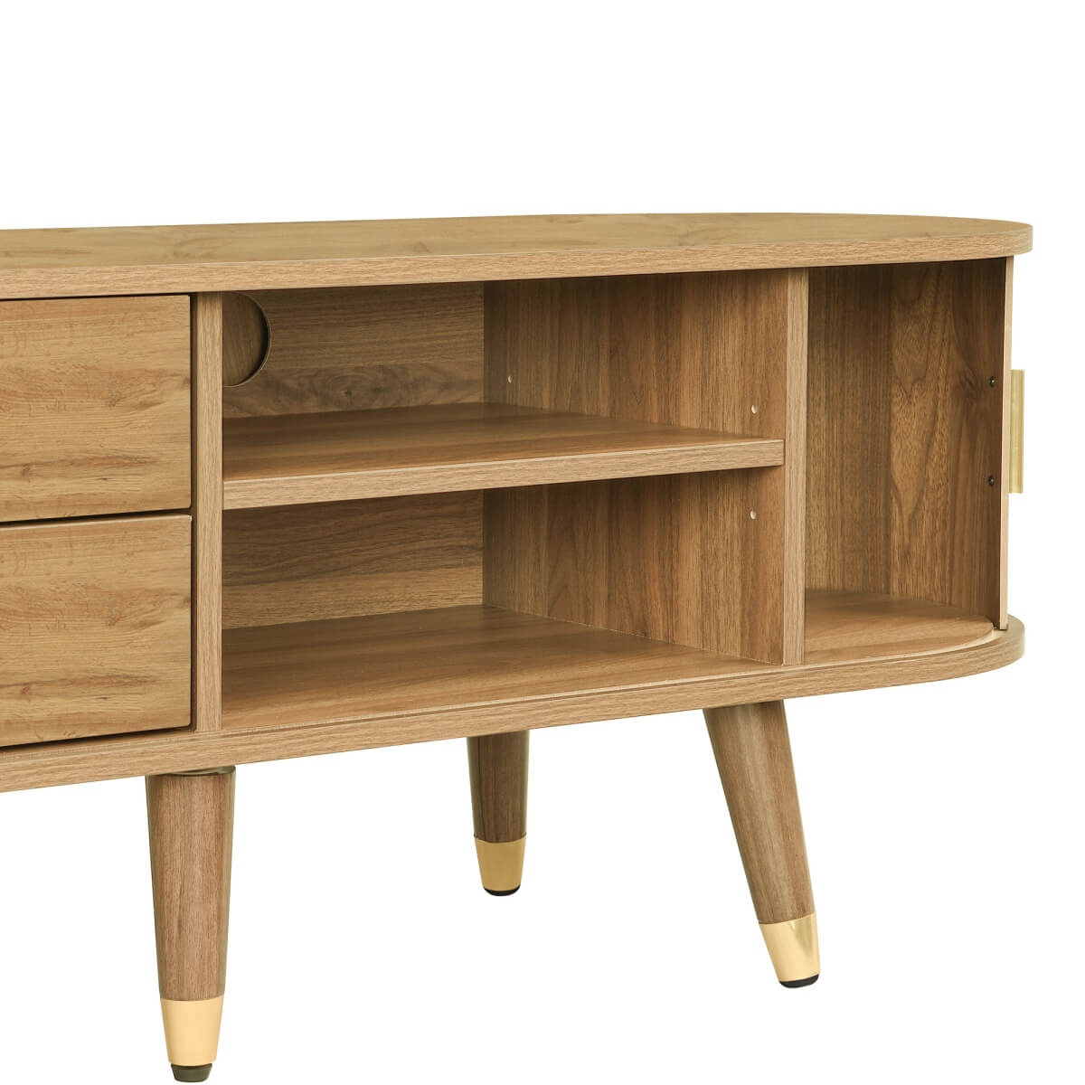 Modern TV Cabinet with Sliding Doors - Low TV Stand with Unique Design & Storage