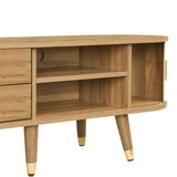 Modern TV Cabinet with Sliding Doors - Low TV Stand with Unique Design & Storage