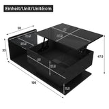 High Gloss Black Coffee Table – LED Centre Table with Glass Top for Living Room