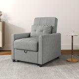 Linen-Look Single Chair Bed - Light Grey