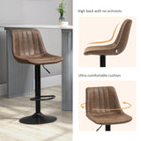 Bar Stools Set of 2, Swivel Counter Height with Adjustable Footrest & Base, Brown