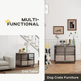 Furniture Style Dog Crate End Table Indoor 3 Doors, Soft Washable Cushion, 80cm