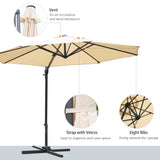 Outsunny Round Umbrella Parasol W/ Tilt 360¡ã Rotation and Hand Crank Cross Base-Beige