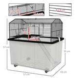 Two-Tier Gerbil Cage, Hamster Cage with Wheels, Deep Bottom, Food Dish, Water Bottle