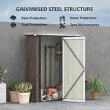 Metal Garden Storage Shed, 5ft x 3ft Sloped Roof Lockable Door, Brown