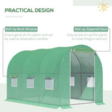 Walk-in Polytunnel Greenhouse with Zipped Roll-Up Door and 6 Mesh Windows, 3 x 2M