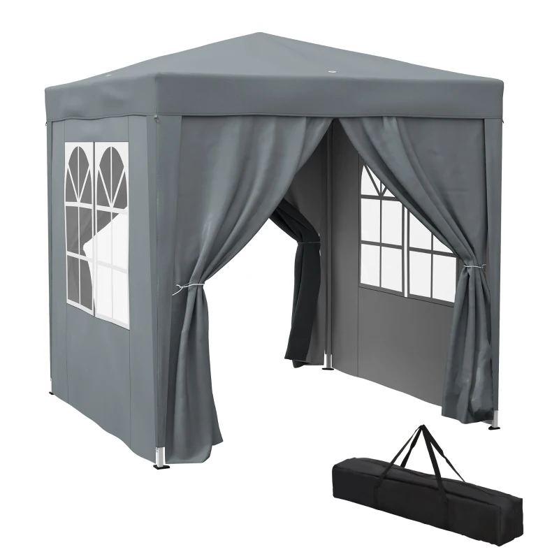 Pop Up Gazebo with Sides, Metal Frame Waterproof Party Tent, Grey