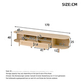 Rattan TV Stand with Sliding Doors - 2 Drawer Storage TV Unit, Fits up to 70 Inch TV