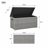 Small Outdoor Rattan Storage Box - Weather-Resistant Garden Storage Chest, Grey