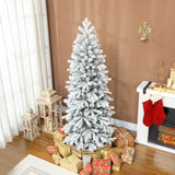 Artificial 6ft Flocked Christmas Tree – Lifelike Full Branches, Foldable Metal Stand, Home Holiday Décor