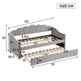 Upholstered Bed, 3FT Single with Trundle, Daybed Sofa for Adults & Teenagers, Easy Assembly, Velvet, Grey