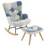 Teddy Rocking Chair with Solid Wood Legs - High Back Recliner Chair for Living Room or Bedroom