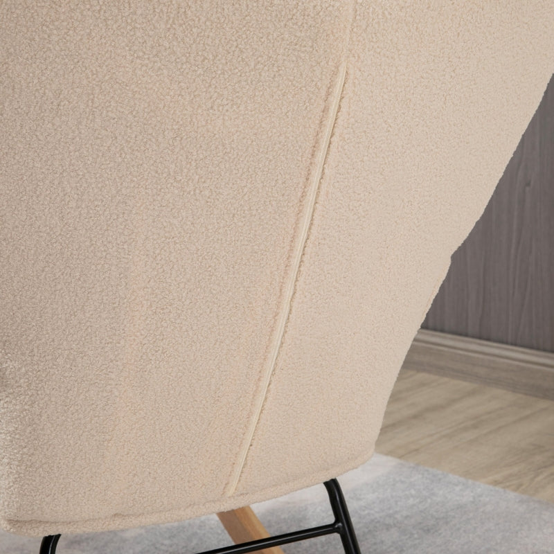 Berber Fleece Rocking Chair, Nursery Glider, Wingback, Beige