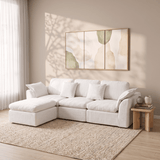 246cm Modular Cloud Sofa with Movable Ottoman - 4 Seater Deep Seat L-Shaped Sofa for Living Room, Bedroom or Apartment
