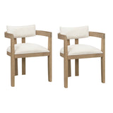 Set of 2 Solid Wood Dining Chairs – Linen Upholstery, Natural Finish, Suitable for Home, Restaurant or Café