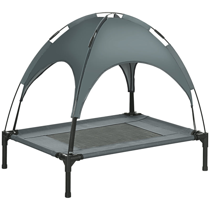 Raised Dog Bed Waterproof Elevated Pet Cot UV Protection Canopy, Grey