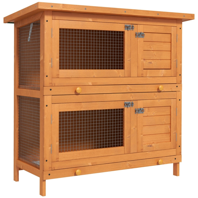 Rabbit Hutch Outdoor Pet Cage with Opening Roof, Wooden