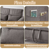 2 Seater Pull-Out Sofa Bed with Adjustable Backrest - Convertible Sleeper Sofa, Cotton Linen Fabric, Dark Gray