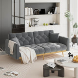 Modern Velvet 2-Seater Sofa with Adjustable Backrest - Padded Cushions & Gold Metal Legs for Small Living Rooms
