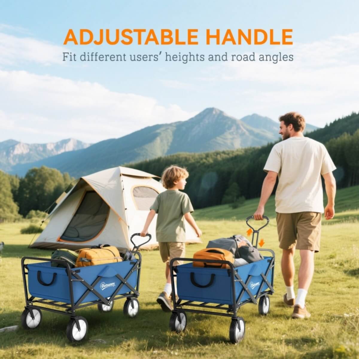 90L Folding Festival Trolley – Adjustable Handle, Portable Camping & Outdoor Cart