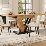 Extendable Dining Table – 120–160 cm Wood Grain Table for Kitchen & Living Roo