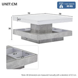 360° Rotating Coffee Table – High Gloss, Storage Compartments, Marble Effect, White