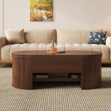 Lift-Top Coffee Table with Curved Wood Sides - Extendable Storage Centre Table for Living Room