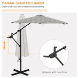 Convertible Cantilever Parasol, 3m, 360?? Rotation, Black and White