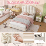 3ft Single Boucle Upholstered Bed Frame with Cloud-Shaped Headboard - Adjustable Headboard, Solid Wood Legs and Sturdy Support, No Box Spring Required, Cream White