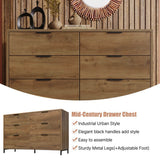 Sideboard Cabinet with 6 Drawers - Dark Oak Storage Unit