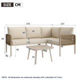 4 Seater Garden Sofa Set - Outdoor Patio Furniture with Wood Effect Glass Table