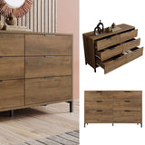 Sideboard Cabinet with 6 Drawers - Dark Oak Storage Unit