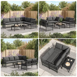 5-6 Seater Garden Corner Sofa Set - Outdoor Patio Furniture with Tempered Glass Coffee Table