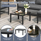 4-5 Seater Garden Sofa Set - Outdoor Patio Corner Furniture with Tempered Glass Coffee Table