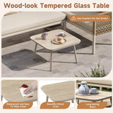 4 Seater Garden Sofa Set - Outdoor Patio Furniture with Wood Effect Glass Table
