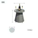Round Grey Rattan Outdoor Coffee Table - Aluminium Frame Garden Patio Side Table