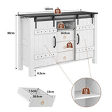Rustic Wood Sideboard with Storage - 120cm Cabinet with Sliding Doors & 3 Drawers