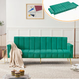 Modern Adjustable Velvet Sofa Bed with MultiPosition Backrest & Armrests, Metal Legs, Convertible Sleeper Function, Ideal for Living Room, Bedroom, Home Theater & Guest Room, Green, Video Included