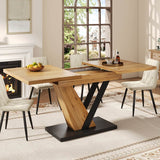 Extendable Dining Table – 120–160 cm Wood Grain Table for Kitchen & Living Roo
