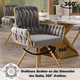 Set of 4 Velvet Swivel Dining Chairs - Luxury Armchairs with Metal Legs, Grey