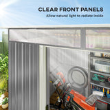 Garden Metal Storage Shed, House Hut Tool Storage with Tilted Roof and Ventilation, Grey