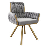 Set of 4 Velvet Swivel Dining Chairs - Luxury Armchairs with Metal Legs, Grey