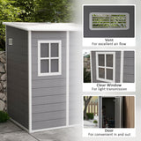 4'x5' Garden Storage Shed with Window, Vent, Plastic Roof, Grey