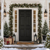 Festive PVC Christmas Garland - Pine Cones & Red Berries with Pre-Lit LED Lights