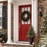 Artificial Christmas Wreath - Realistic PVC Foliage Wreath with Pre-Lit LED Lights for Festive Home & Door Decoration