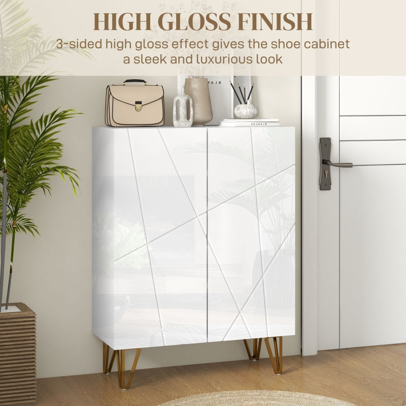 Narrow Shoe Storage Cabinet, 15-20 Pairs, White