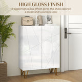 Narrow Shoe Storage Cabinet, 15-20 Pairs, White