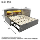 3ft Single Upholstered Sofa Bed with Storage - Linen Daybed with Pull-Out Trundle, USB and Type-C Charging Station, Grey