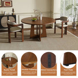 Round Dining Table for 4 - 47 Inch Farmhouse Kitchen Table with Wood Grain Finish, Circular Dining Table for Dining Room & Kitchen, Walnut