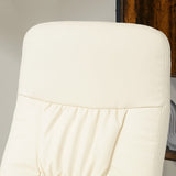 Swivel Recliner Chair with Footstool, High Back PU Leather, Cream White